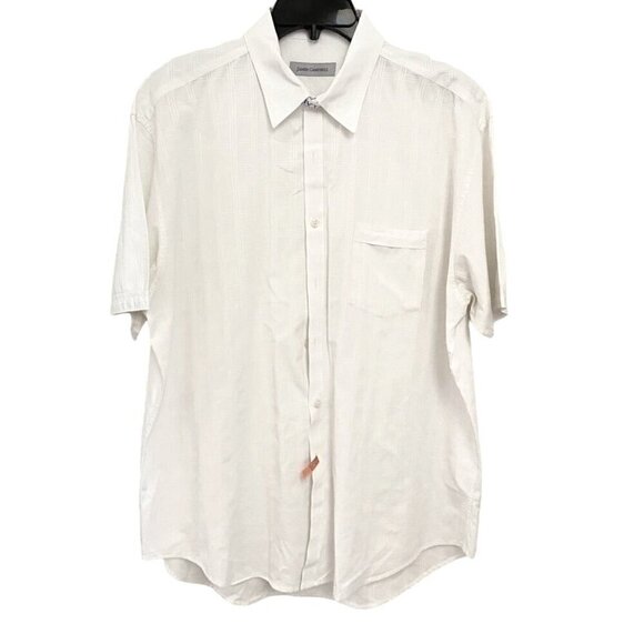 James Campbell White Windowpane Short Sleeve Summer Dress Shirt Size XL - Picture 1 of 9